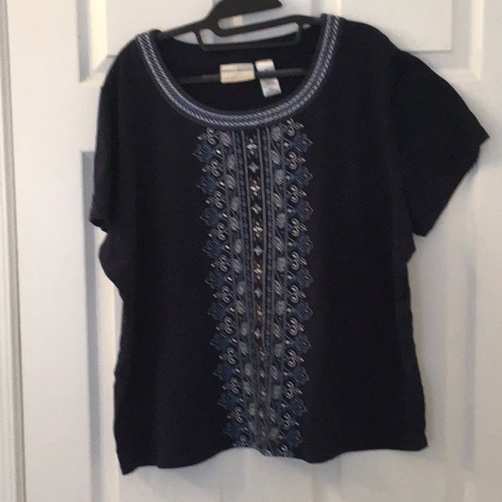 Embroidered Black Top